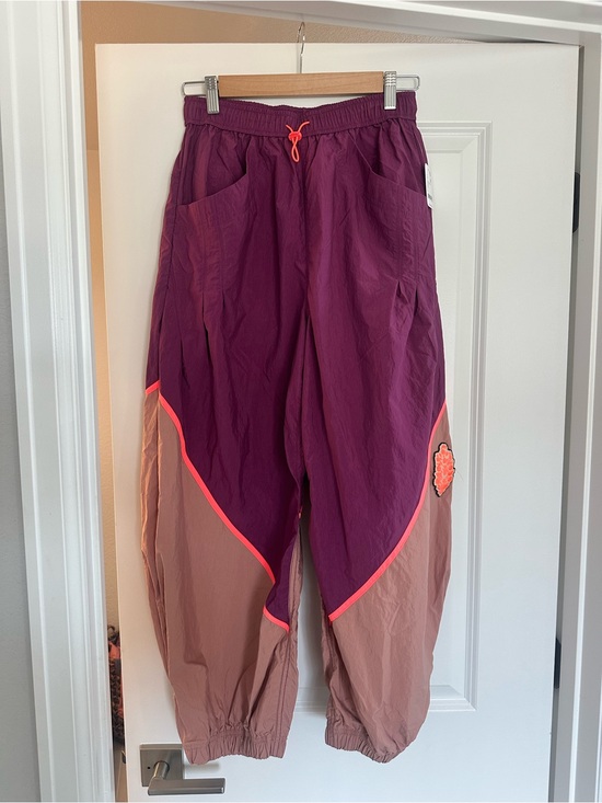 Free People Pants - NWT XS Free People Colorblock Track Pants Joggers in Plum & Taupe with Neon Trim